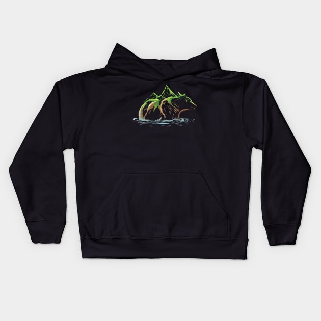 Bear Grizzly Conservation Kids Hoodie by SinBle